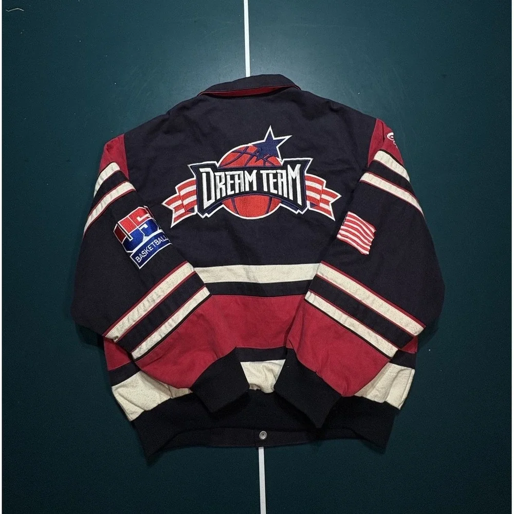 Vintage 1992‎ Jeff Hamilton USA Basketball Dream Team Bomber Jacket Large Rare